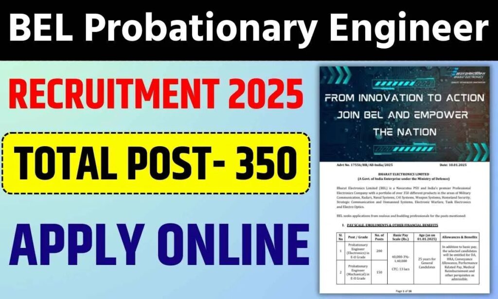 BEL Probationary Engineer Recruitment 2025 Free Job Search